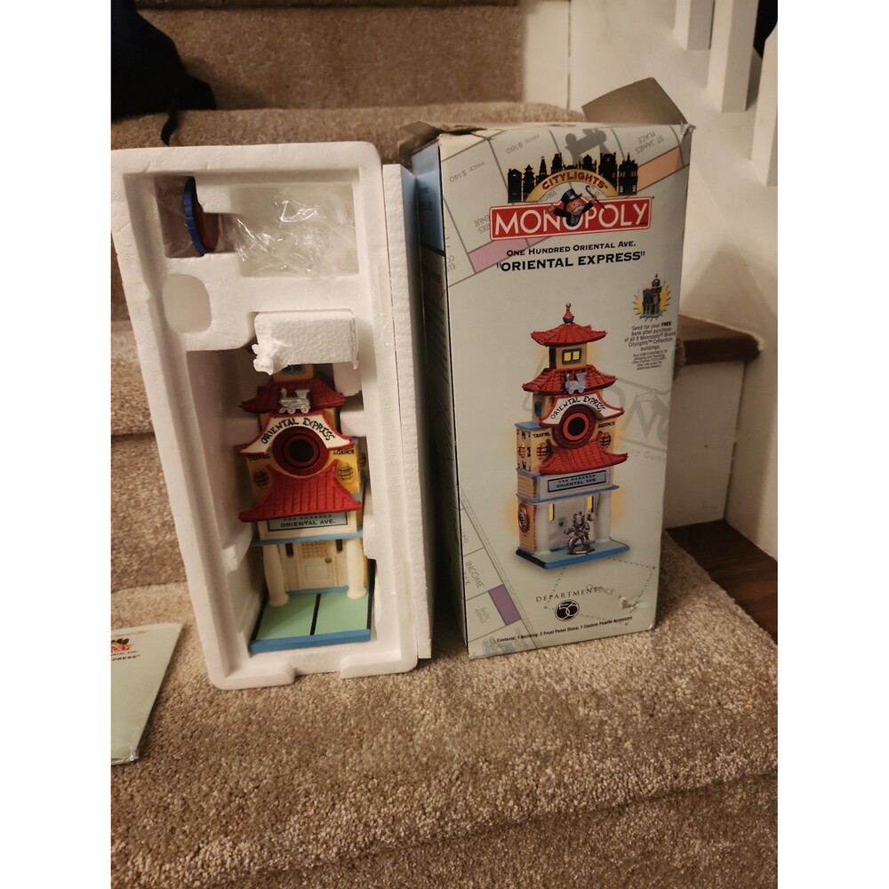 Department 56 Monopoly Collab "Oriental Express" One Hundred Oriental Ave. & Box